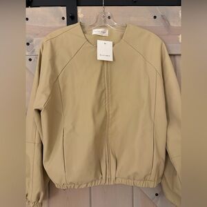 NWT Elle Grey Faux Leather Bomber Jacket